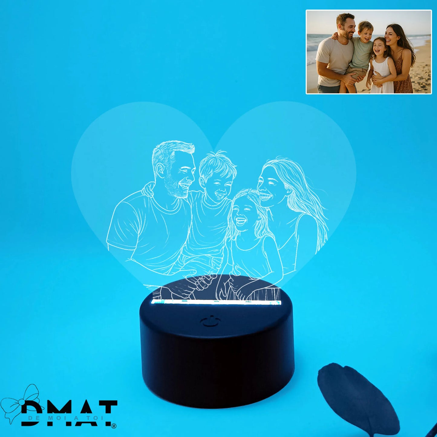 Lámpara corazón con fotografía personalizada para regalar