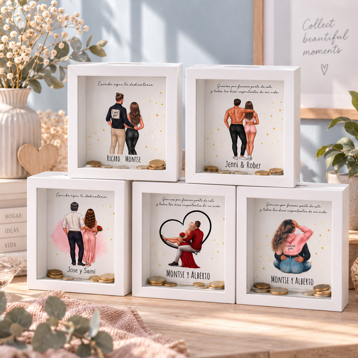 Hucha personalizada para parejas y enamorados | 7 diseños