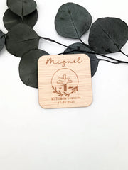Recordatorio de comunión de madera personalizado grabado a láser - de moi a toi
