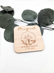 Imán de madera personalizado como detalle unisex de comunión barato - De moi à toi