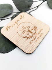 Regalo de comunión original barato personalizado - imán de madera grabado a láser - De moi à toi