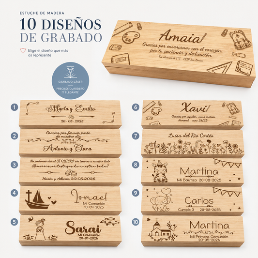Estuche de Bambú Personalizado con Bolígrafo y Portaminas