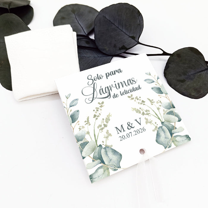 lágrimas de felicidad personalizadas diseño eucalipto acuarela