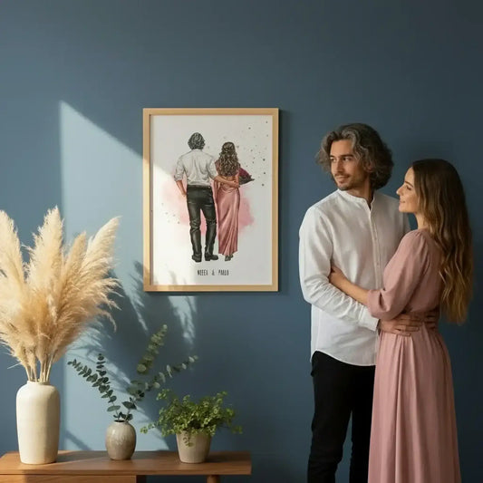 Regalo origina con ilustración personalizada de pareja