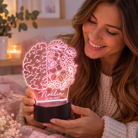 Lámpara led con luces de color personalizada con nombre y fecha