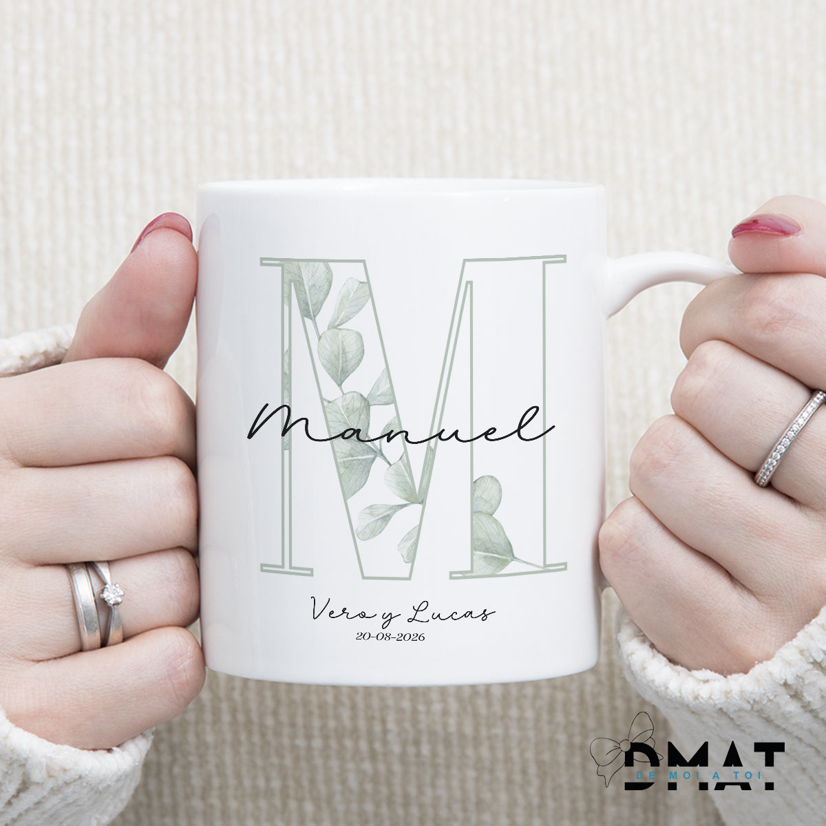 Detalle elegante para boda: taza personalizada