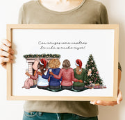 Ilustración amigas navideña como regalo original