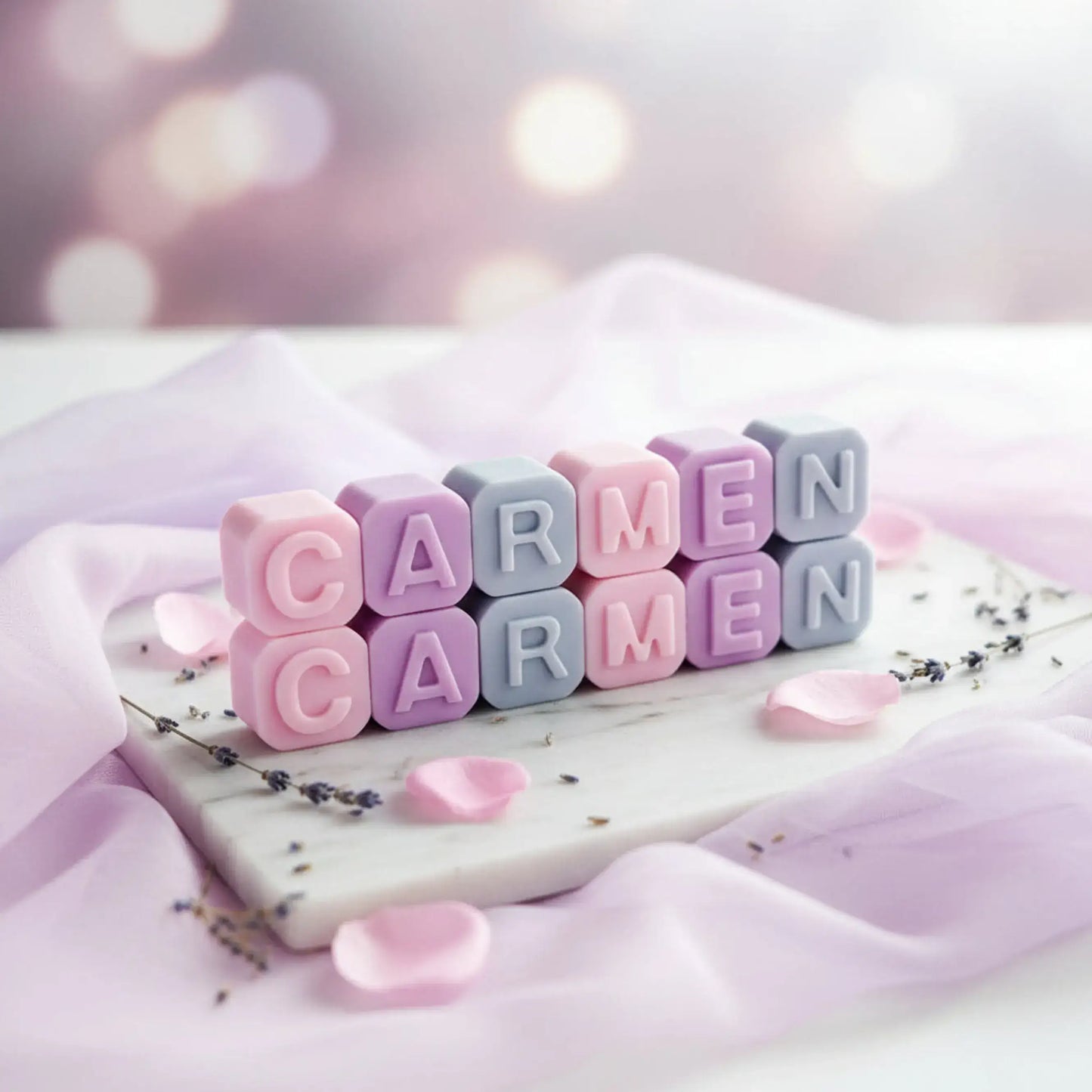 Jabón natural personalizado con nombre en colores a elegir – Detalle de bautizo para invitados