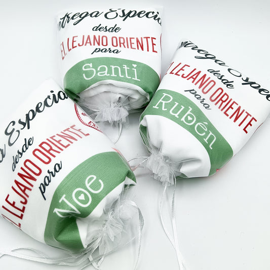 Saco de regalos navidad personalizados impreso con nombre