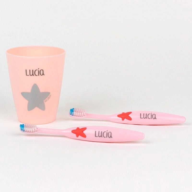 Set cepillos de dientes y vasito personalizado (2 colores) - Regalo original personalizado - DE MOI À TOI
