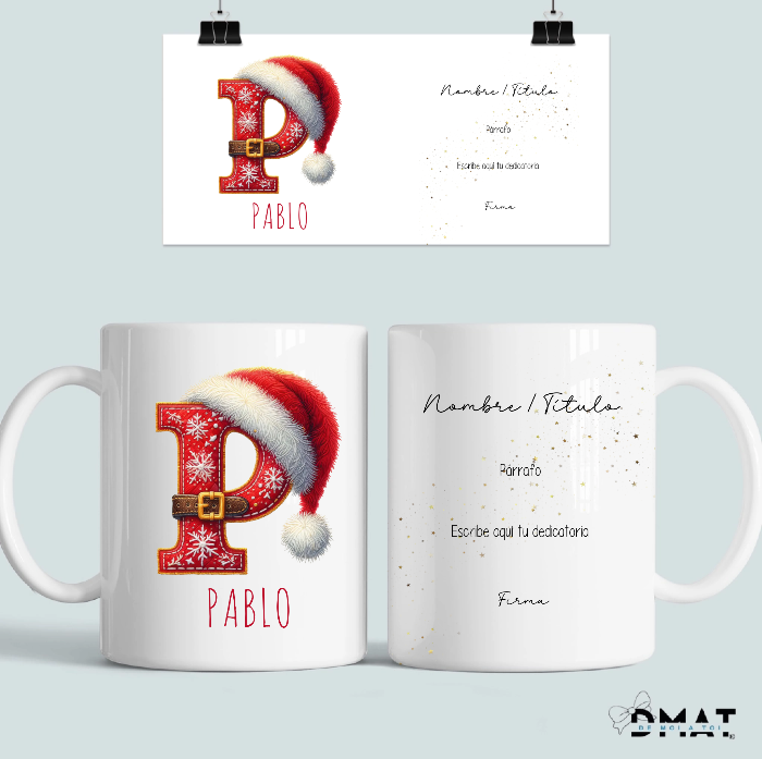 Taza de regalo con frase trasera personalizada.