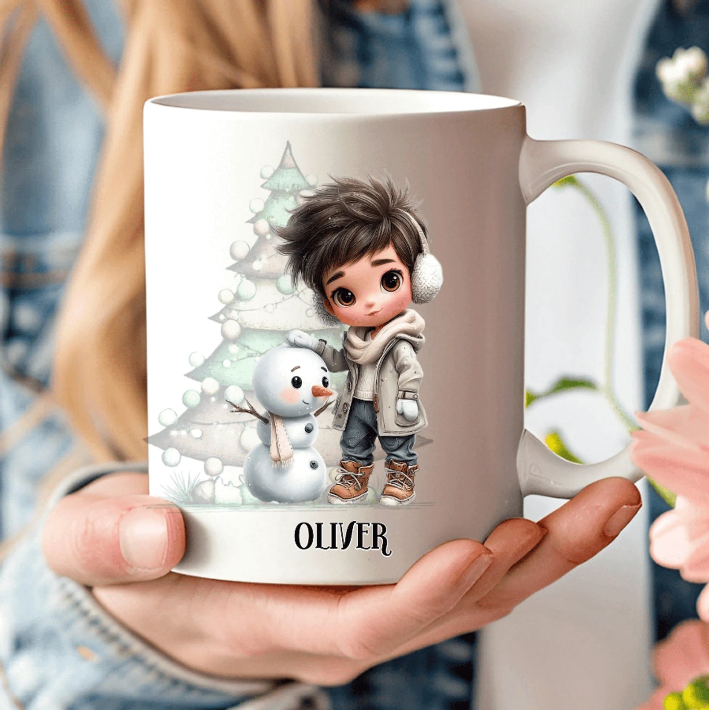 taza personalizada navidad para niños y chicos jóvenes con dibujo y nombre