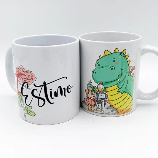 Taza personalizada original con diseño de sant jordi para regalar en la diada