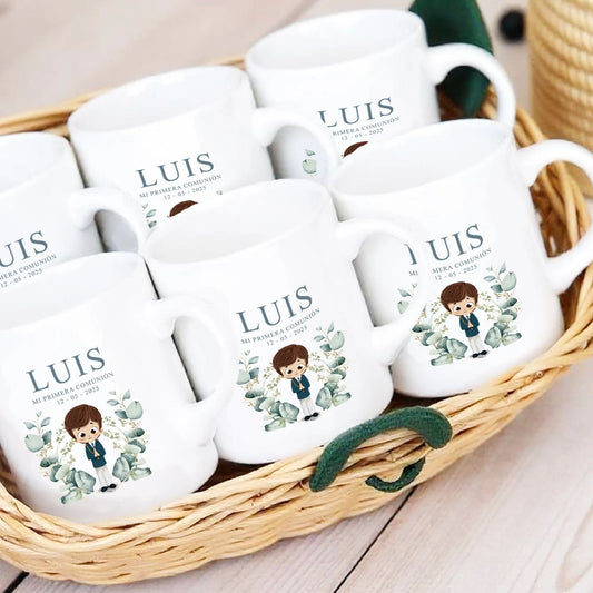 Tazas de comunión personalizadas con diferentes diseños para niño y niña - Detalles para invitados