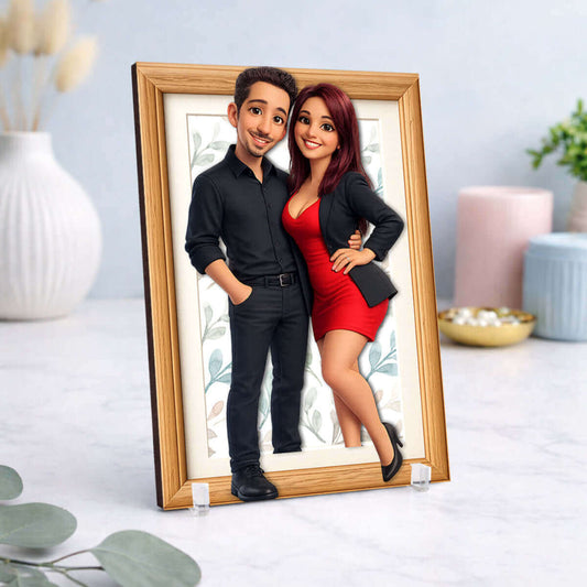 Regalo original personalizado con ilustración 3D tipo Pixar en placa de madera impresa