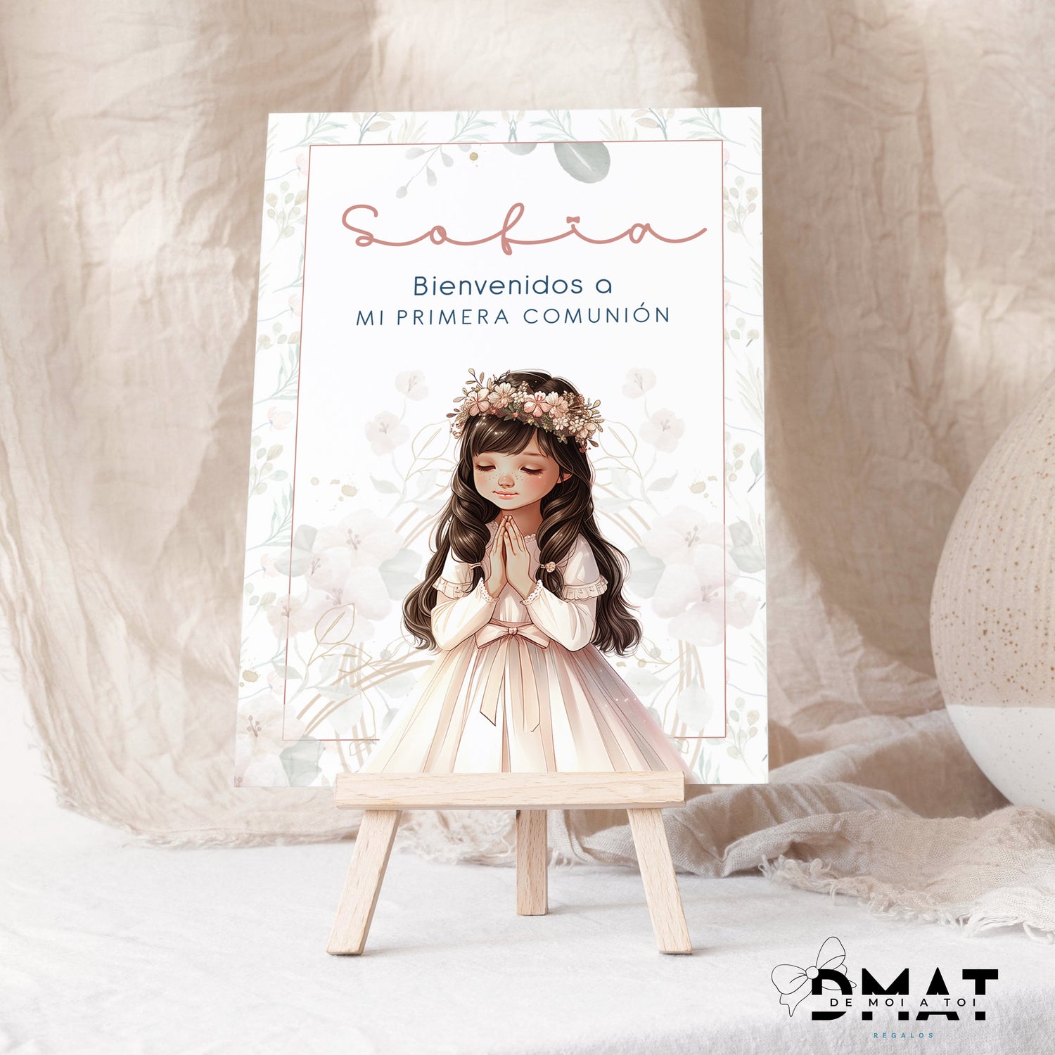 Diseño Acuarela Soft de comunión personalizado para niña