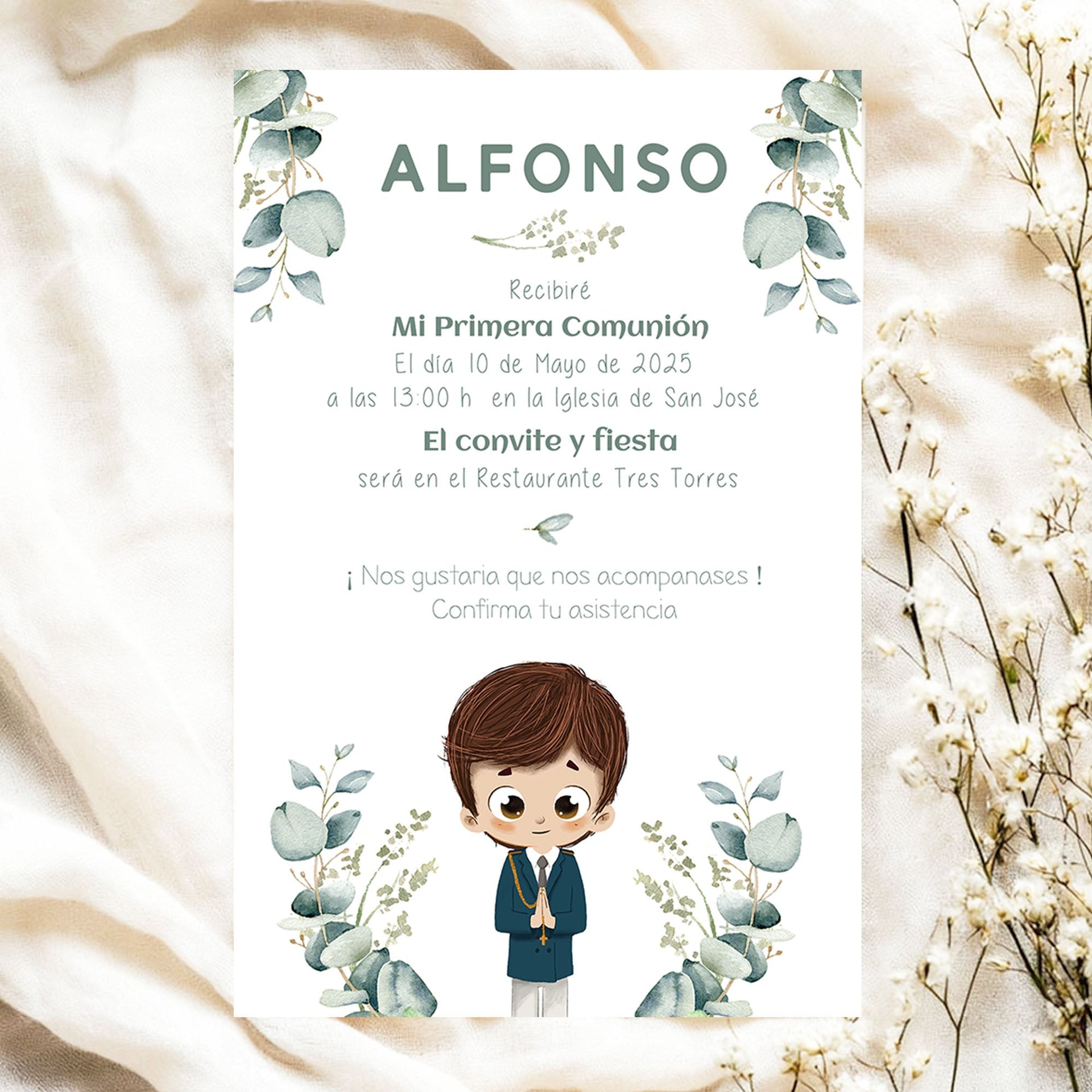 Invitaciones económicas personalizadas para fiestas infantiles y de comunión - De moi a toi