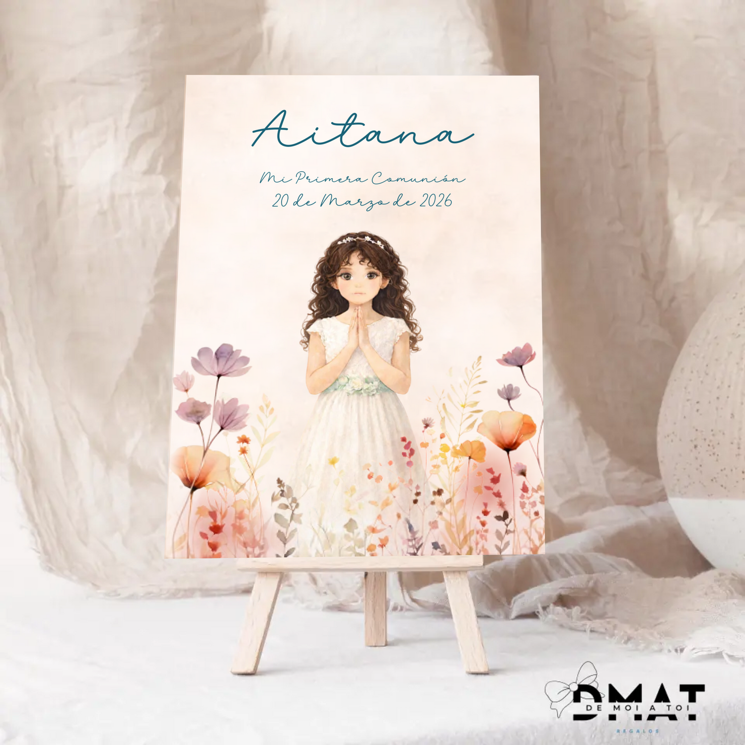 Cartel impreso personalizado comunión niña