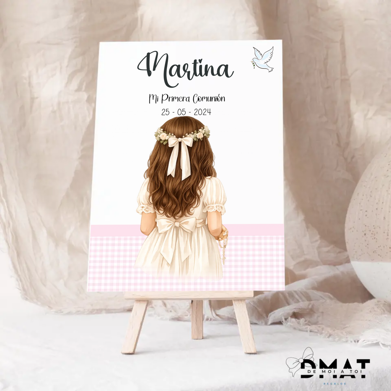 Detalles de comunión personalizados diseño vichy niña