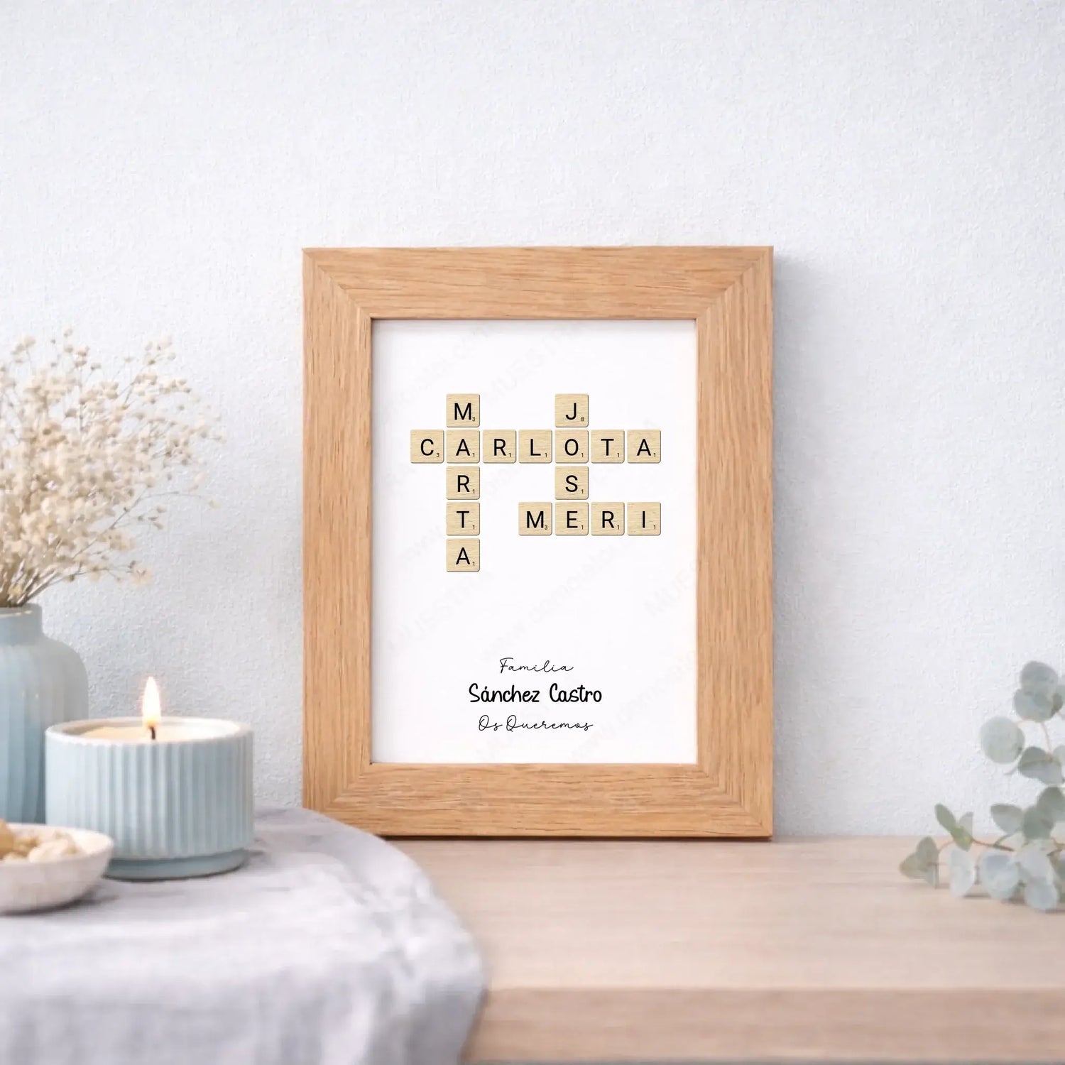 Regalos personalizados con diseño scrabble con nombres