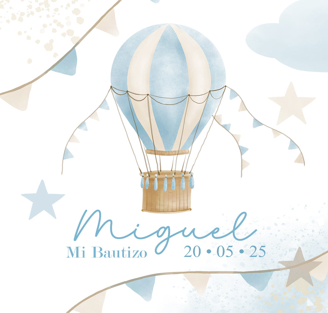 Diseño de bautizo y nacimiento globo aerostático