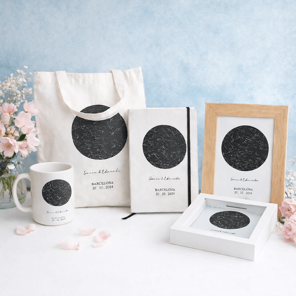 Mapa Estelar Personalizado - Regalos con Constelaciones, estrellas y fase lunar