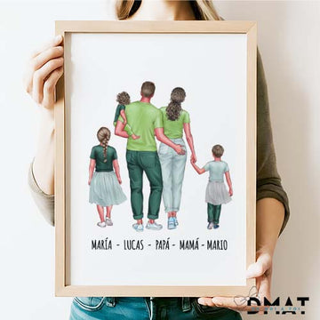 Cuadro con ilustración familiar personalizada a partir de foto
