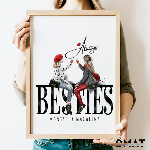 Diseño ilustrado personalizado para regalos únicos, ideal para amigas, hermanas o compañeras de trabajo en celebraciones y fechas señaladas