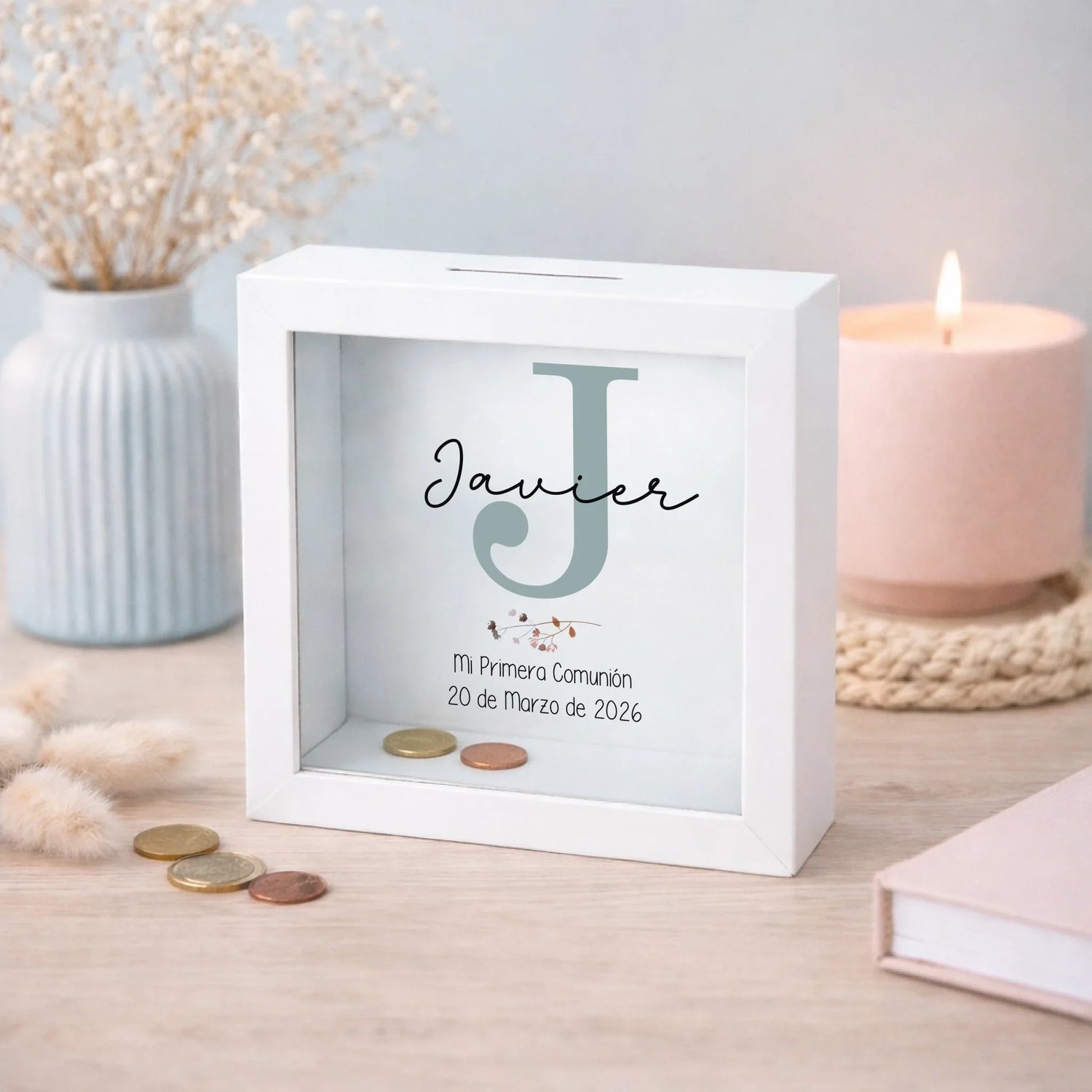 Huchas personalizadas madera regalo original nombres iniciales fotos dibujos