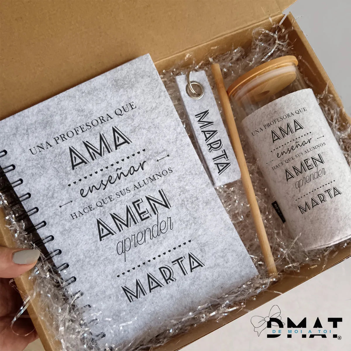 Regalo de fin de curso personalizado con nombres de alumnos