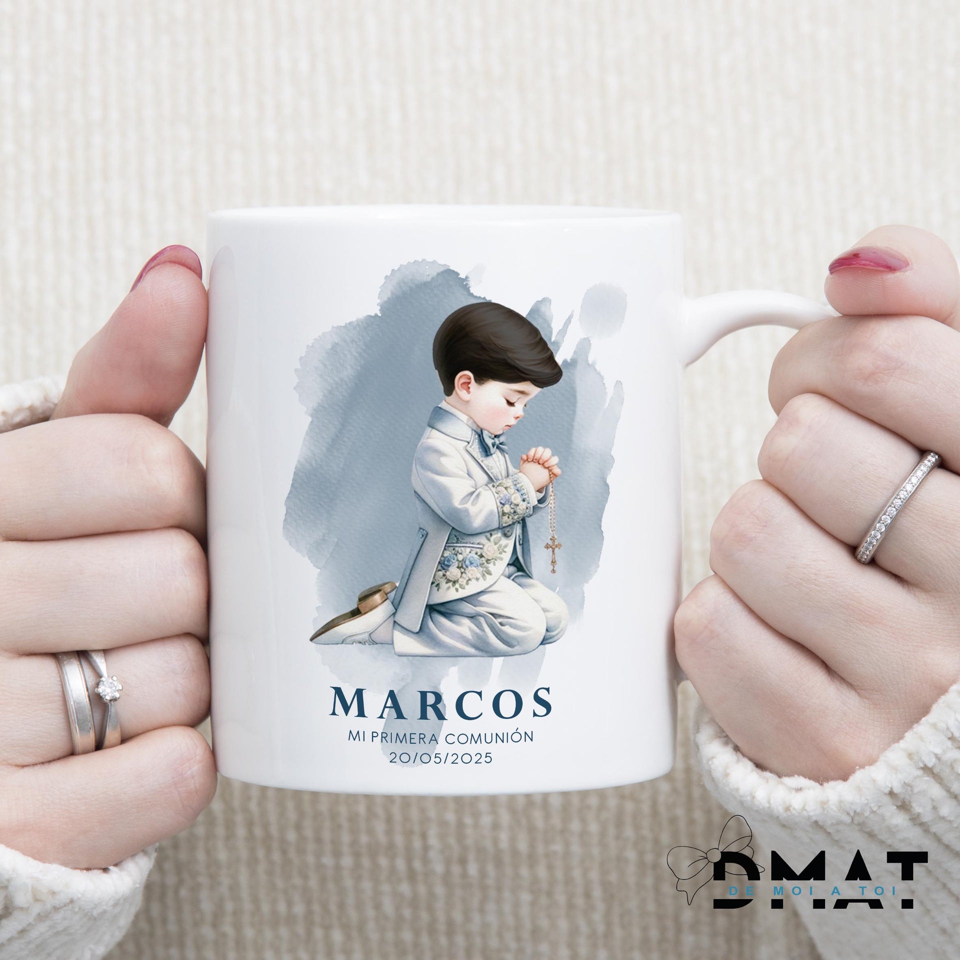 Taza personalizada comunión niño - De moi a toi