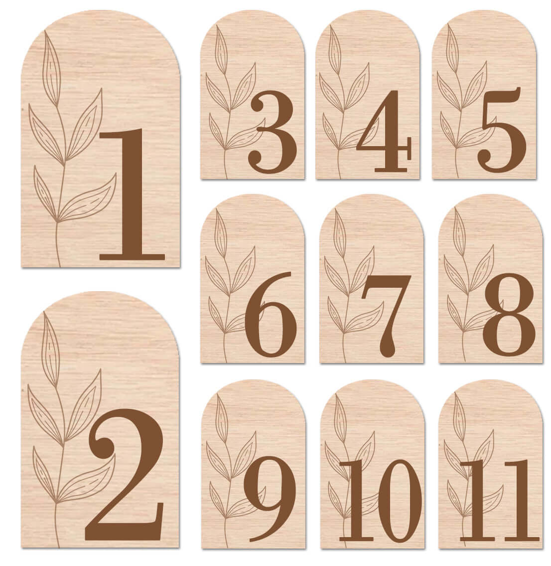 Meseros de Boda Madera Personalizados Diseño Botánico