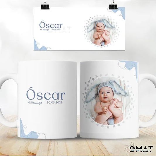 Taza personalizada bautizo con foto y nombre - De moi à toi