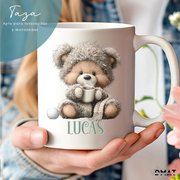 taza con nombres y personajes – ositos de Navidad personalizados  