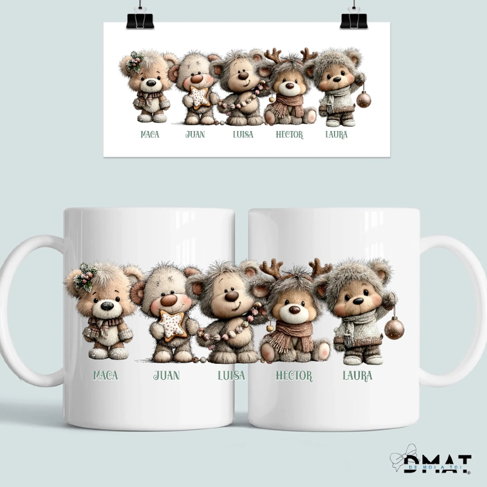  taza personalizada ositos navideños – regalo en grupo – De moi à toi