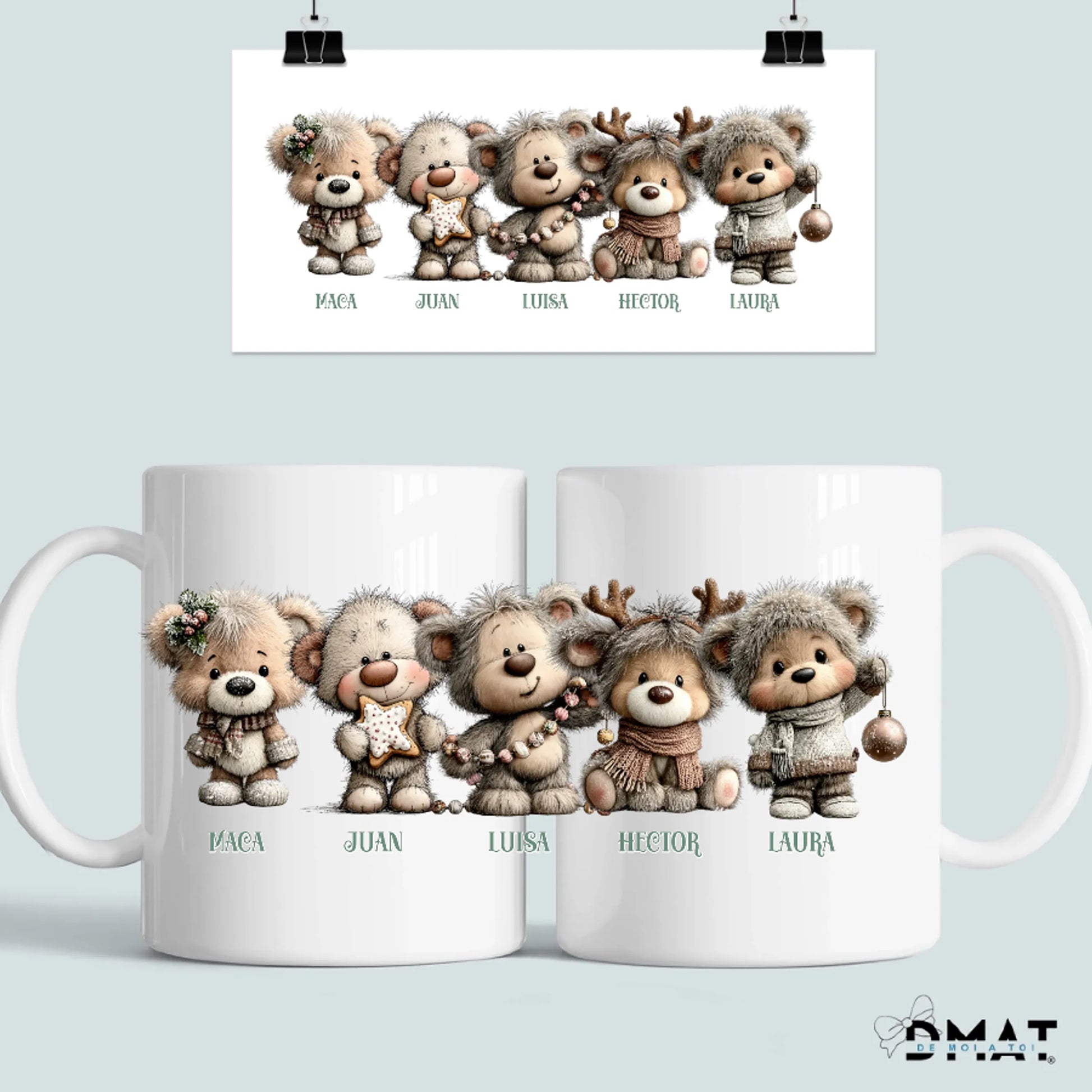  taza personalizada ositos navideños – regalo en grupo – De moi à toi