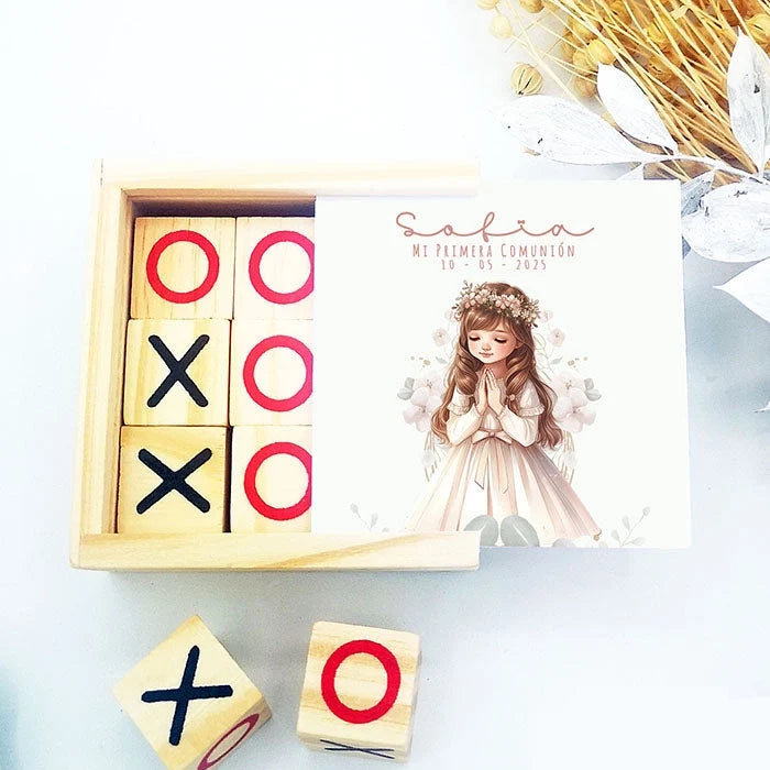 3 en raya personalizado comunión niña diseño Soft, detalle para invitados