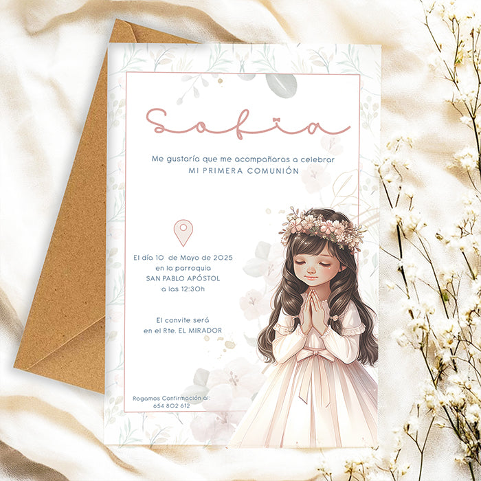 Invitación de comunión niña personalizada - De moi a toi