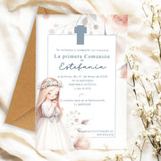 Invitación comunión niña elegante, personalizada - De moi a toi