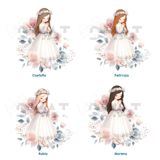 Invitación celebración niña - Blue Flower