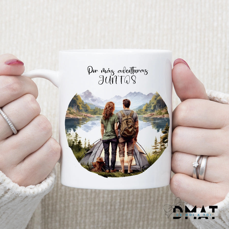 Taza personalizada enamorados aventureros