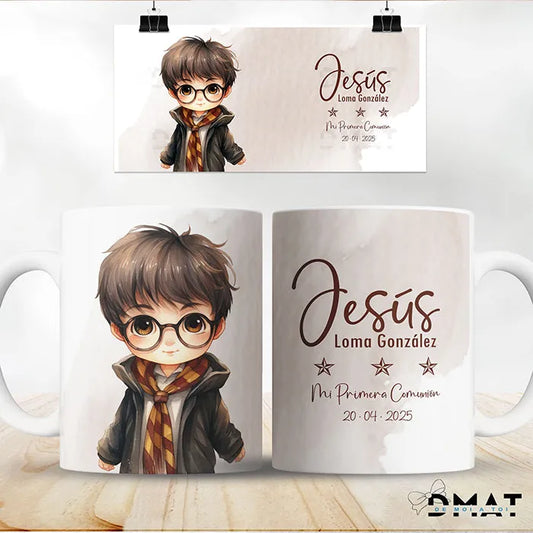Taza personalizada con diseño mágico para comunión
