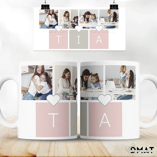 Taza personalizada con fotos familia- Tía y tita