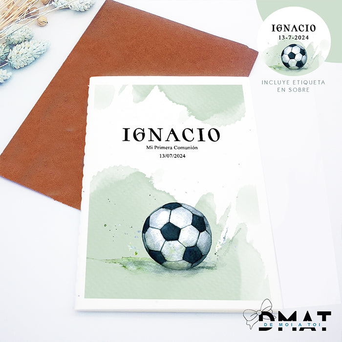 Detalles personalizados comunión niño temática futbol. Regalos naturales personalizados con nombre - De moi a toi