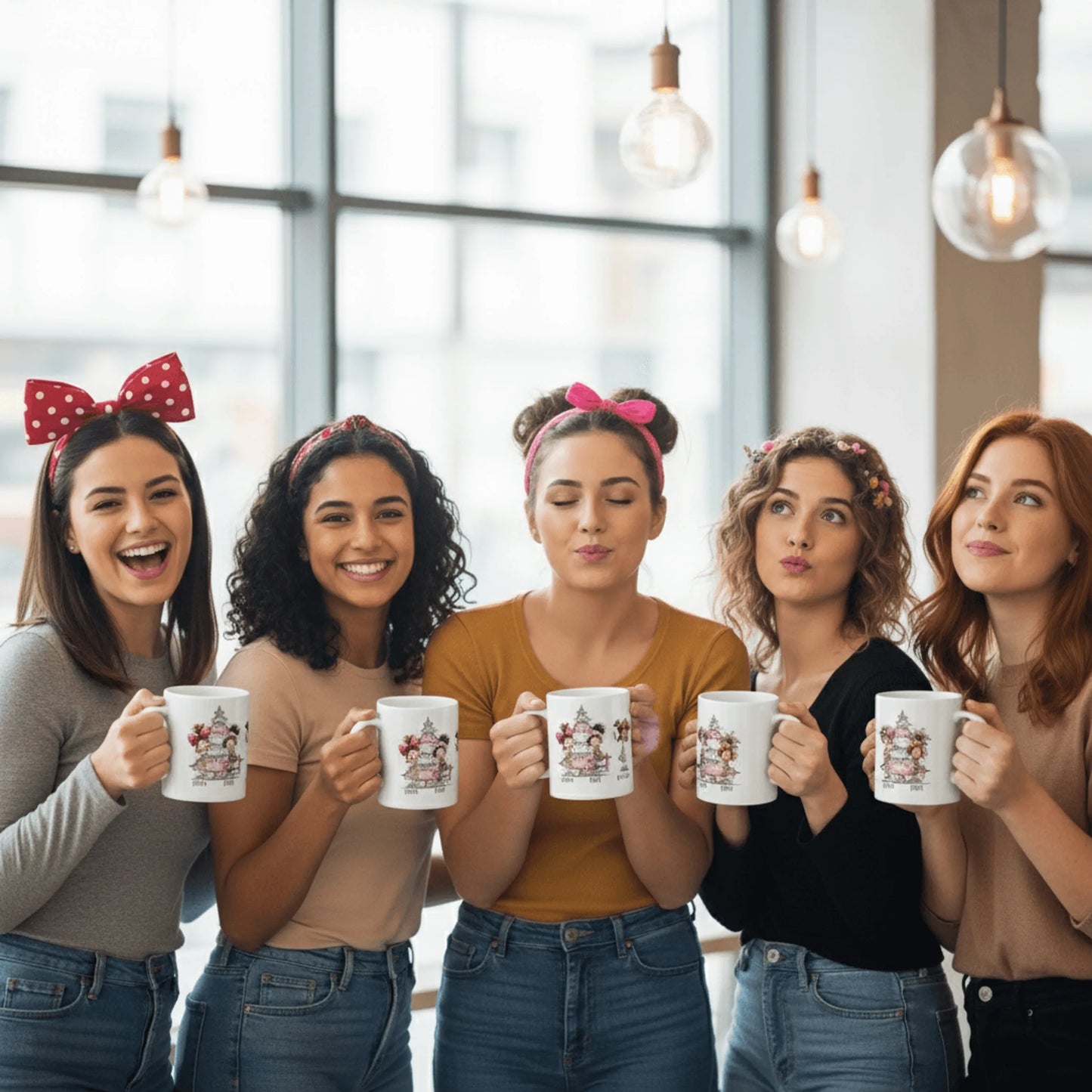 taza original y divertida personalizada como regalo de navidad para grupo de chicas