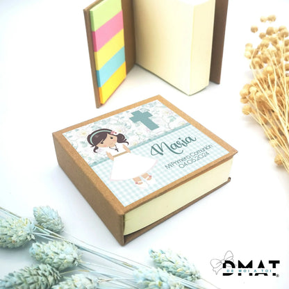 Bloc de notas  - regalo para invitados comunión diseño Vichy