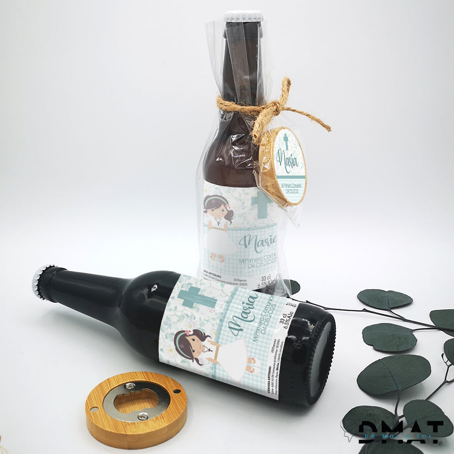 Cerveza artesana como detalle de invitados de comunión hombre personalizados- De moi a toi