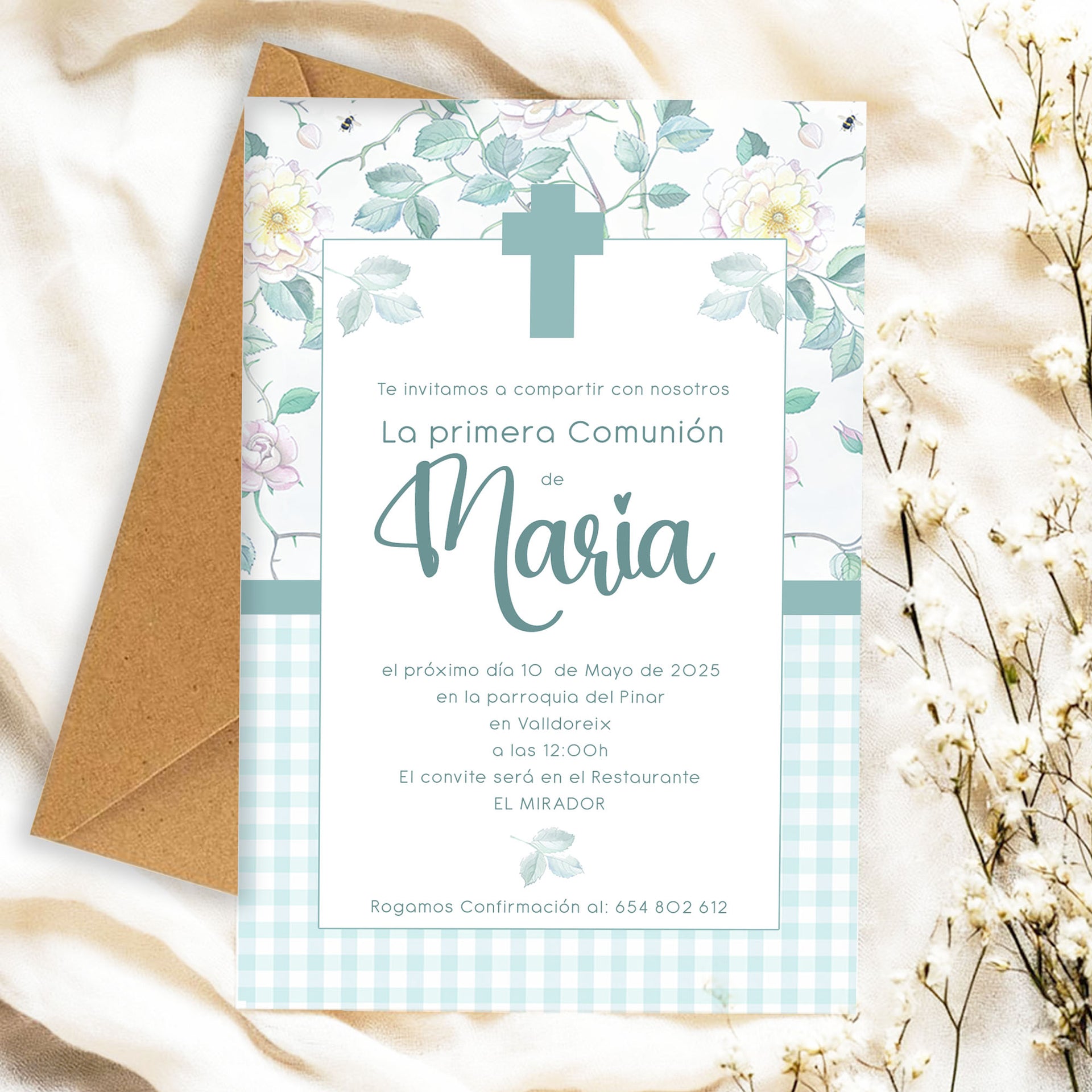 Invitación de comunión y fiesta infantil niña - De moi a toi