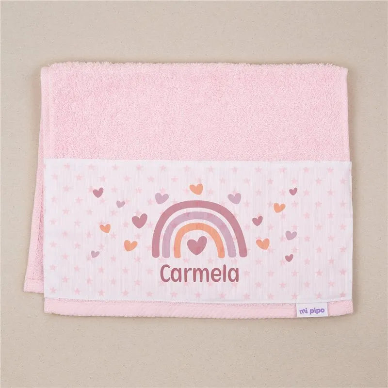 Toalla personalizada con nombre para bebé recién nacido.