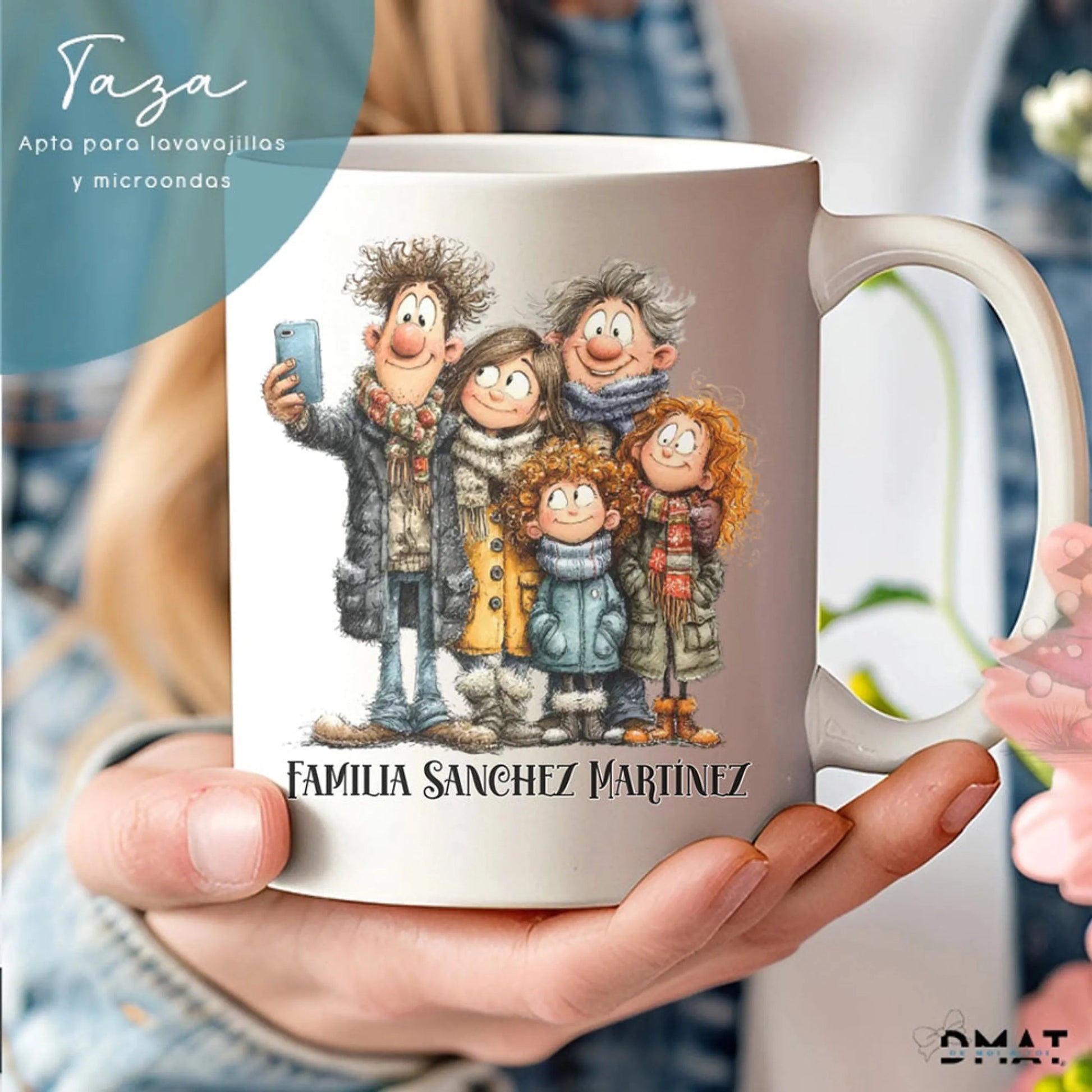taza personalizada caricatura familiar navideña – regalo original – De moi à toi